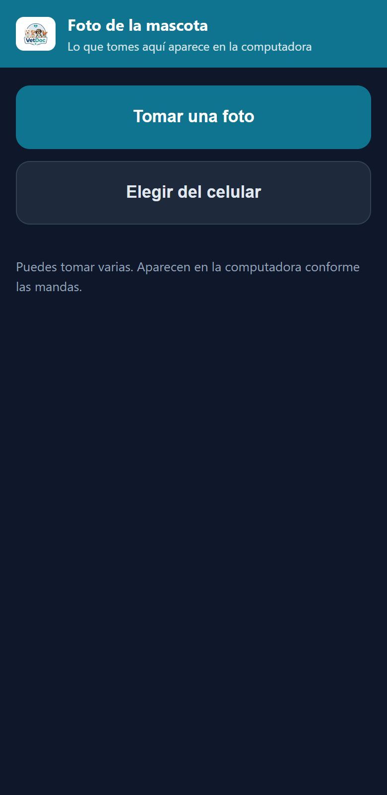 Tomar una foto del paciente desde VetDoc Móvil
